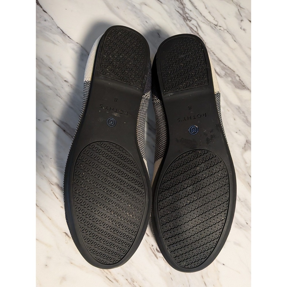 ROTHYS The Flats Women's Buffalo Plaid Round Toe Black Cream Flats Size 8 - Picture 9 of 11